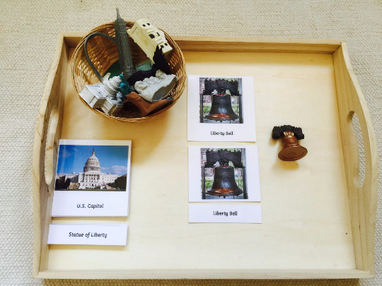 Montessori U.S. monuments 5 Parts Cards with Extra Large Replicas