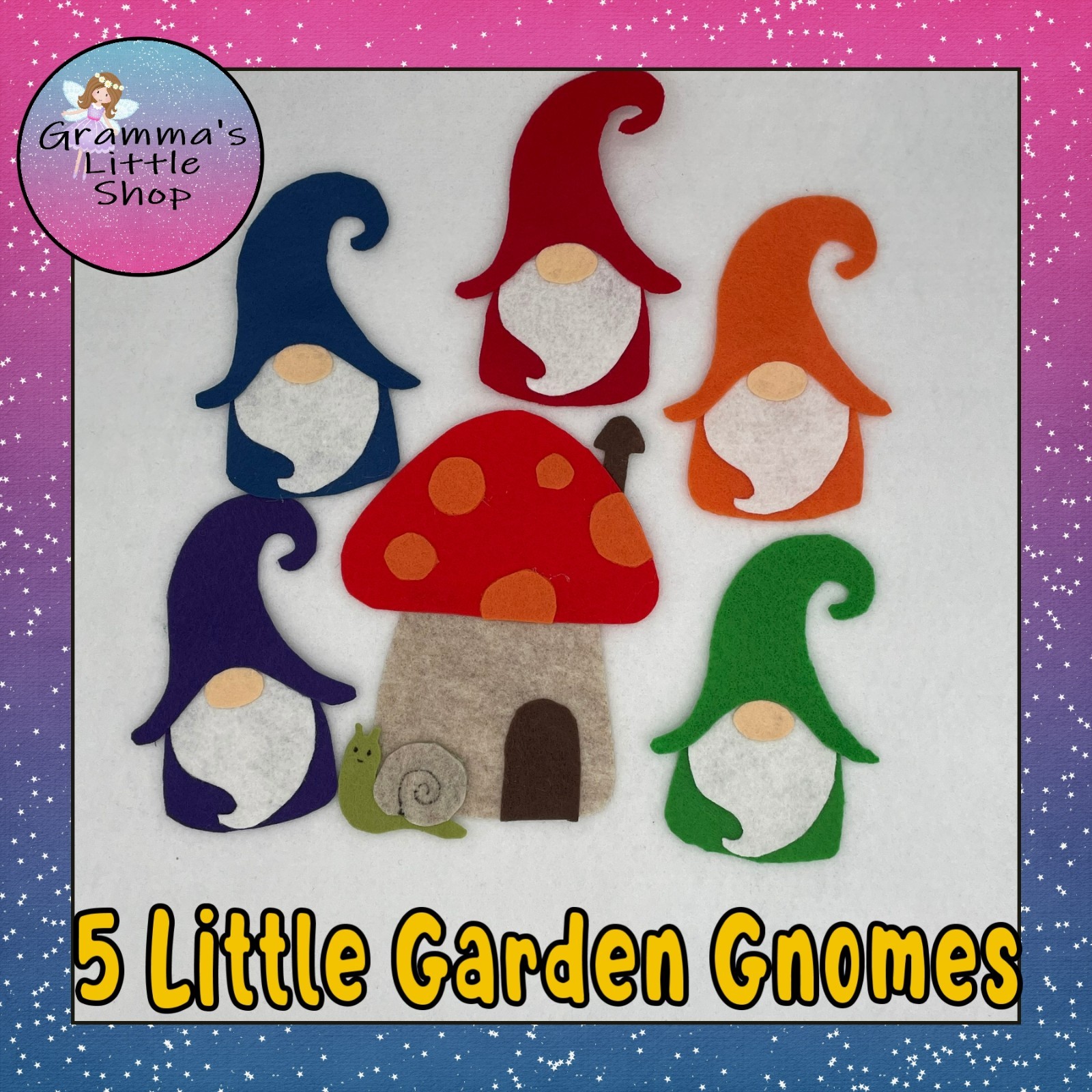  5 Little Garden Gnomes Felt Set – Celebrate Whimsical Woodland Storytelling