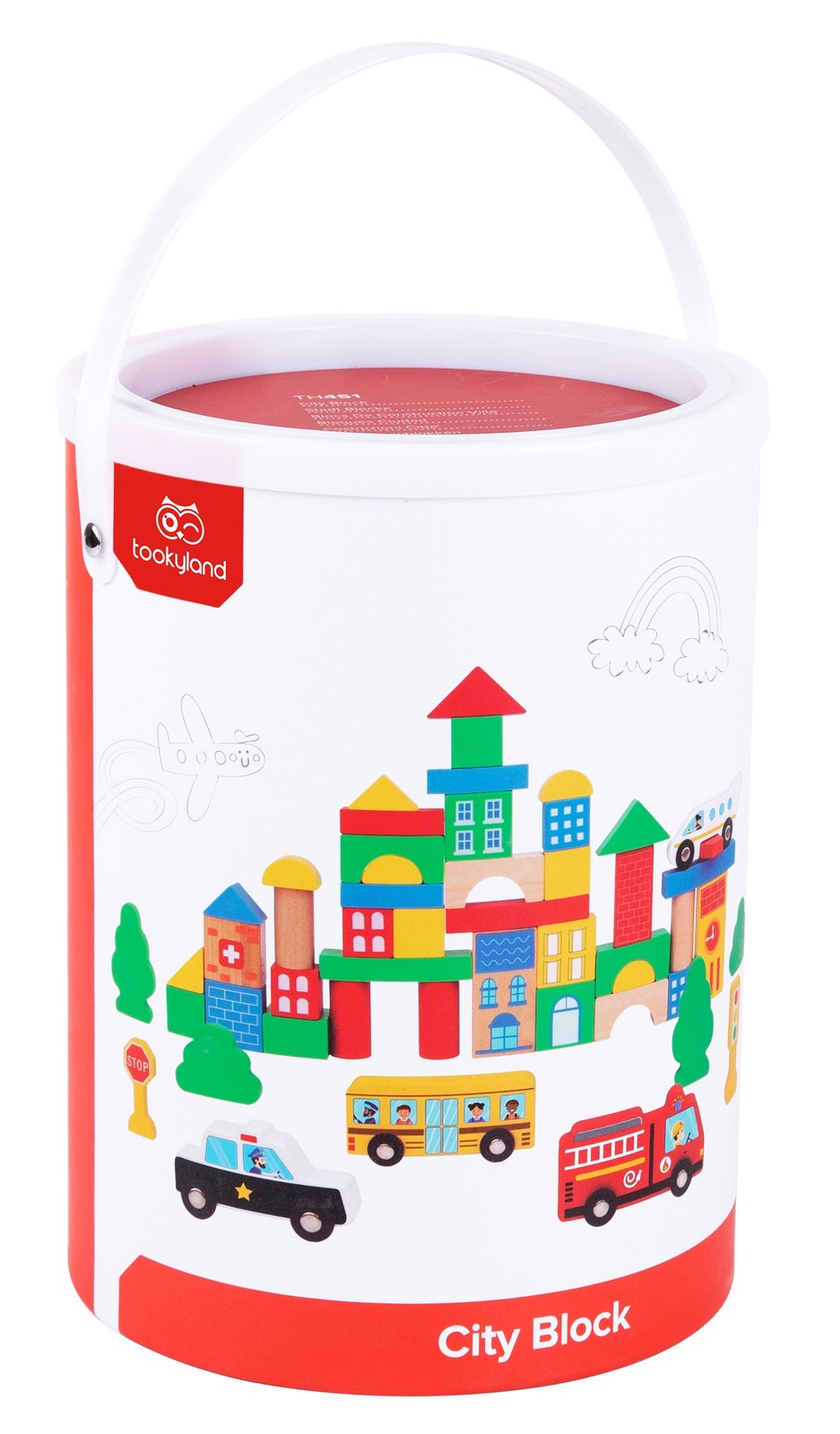 TOOKYLAND wooden building blocks -50pcs – stackable city set, 2 years +
