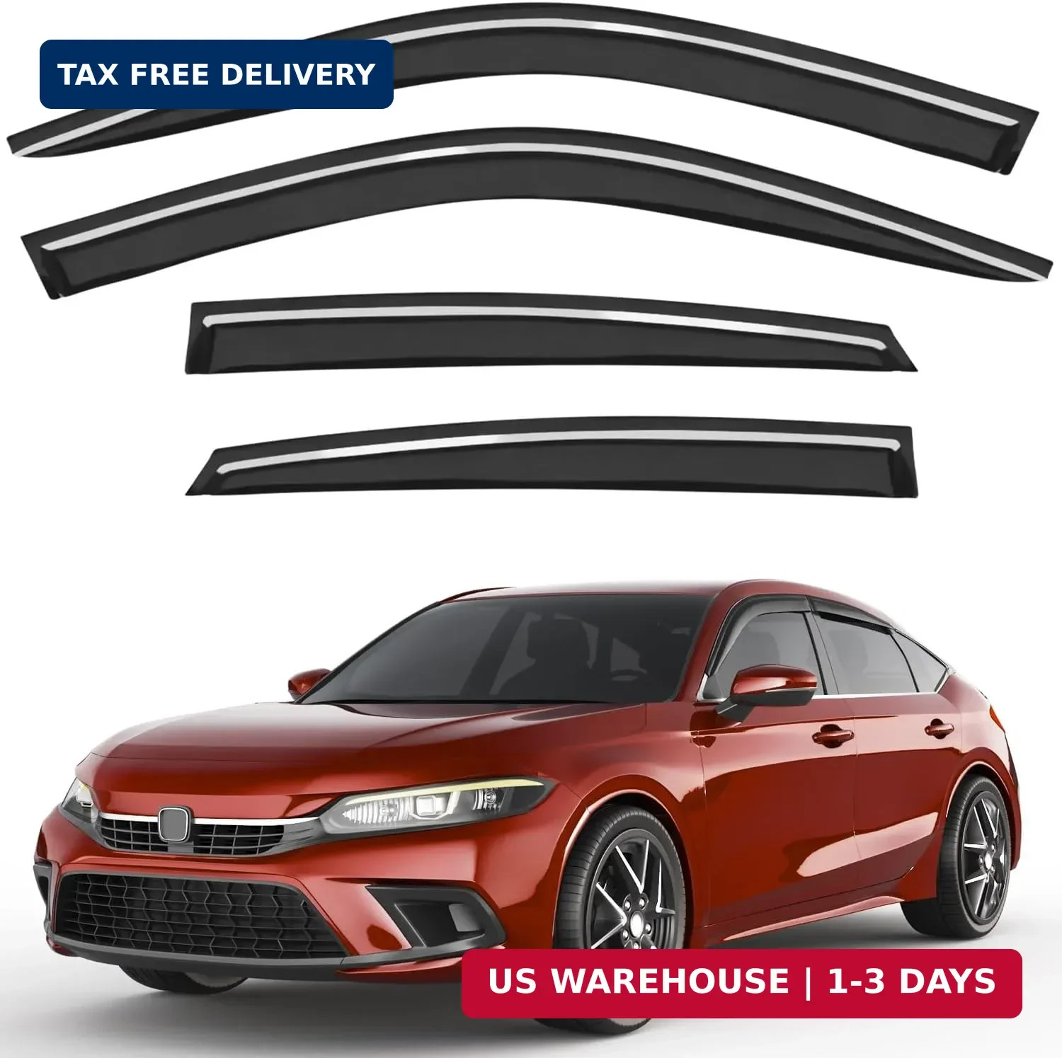 Out-Channel Window Rain Guards Fit for Honda Civic Hatchback 2022-2026,Extra Dur