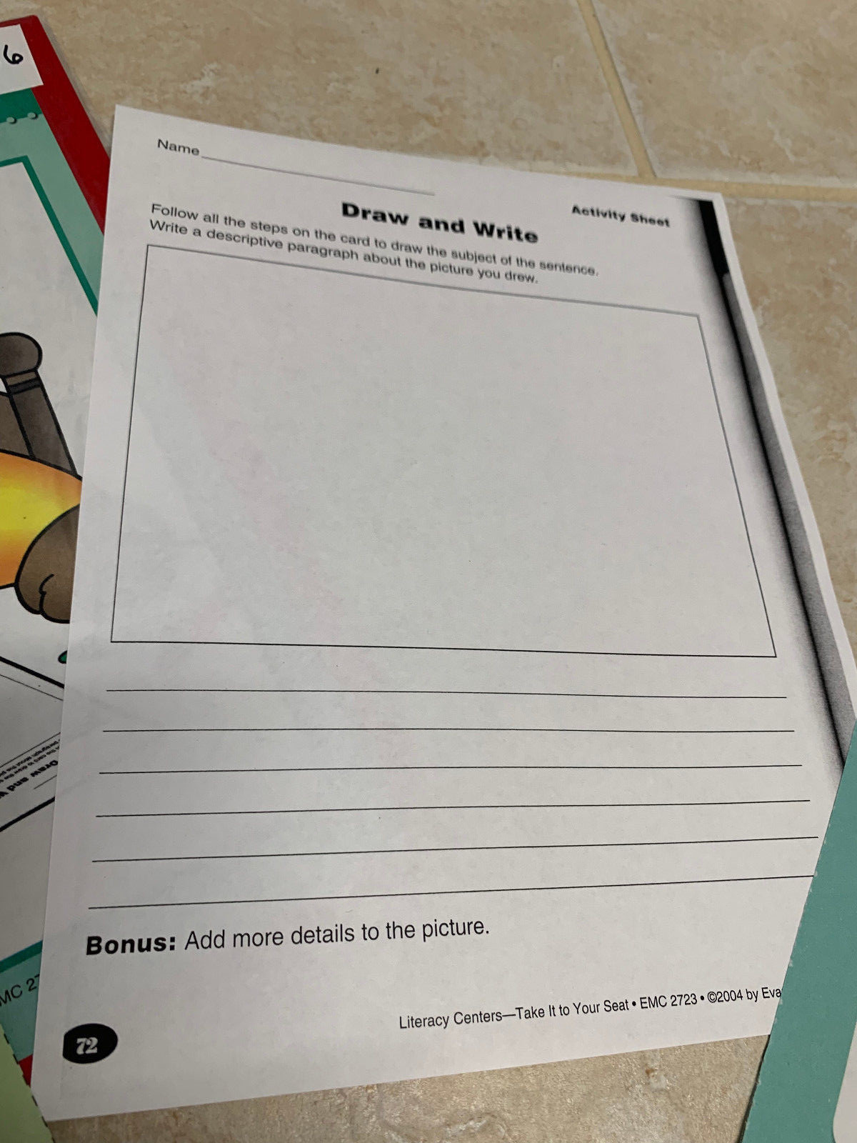 Teacher Made Literacy Center, Classroom Center-Draw & Write Center SC6