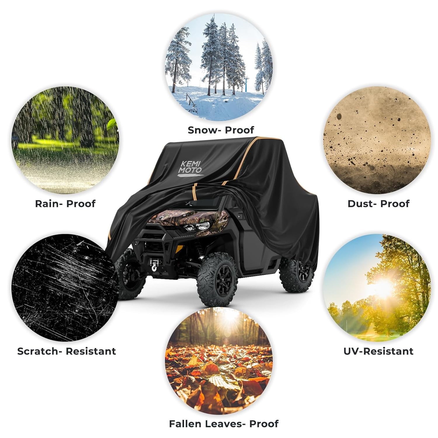 Two Seater Waterproof All Weather UTV Cover Compatible Kemimoto UTV Covers