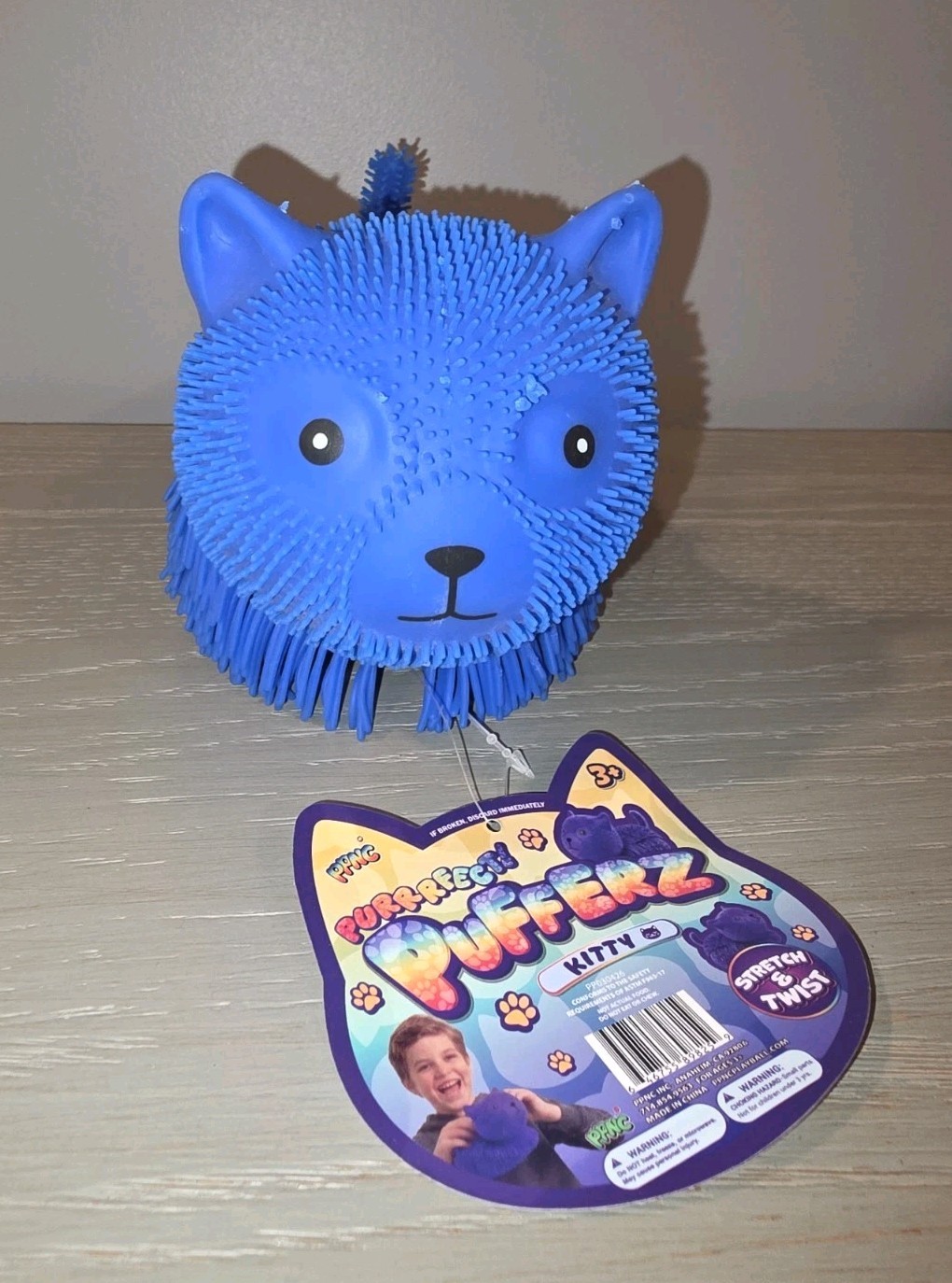 Pufferz Orange Or Blue Kitty Cat 7” Squishy Sensory Fidget Toy Squeeze