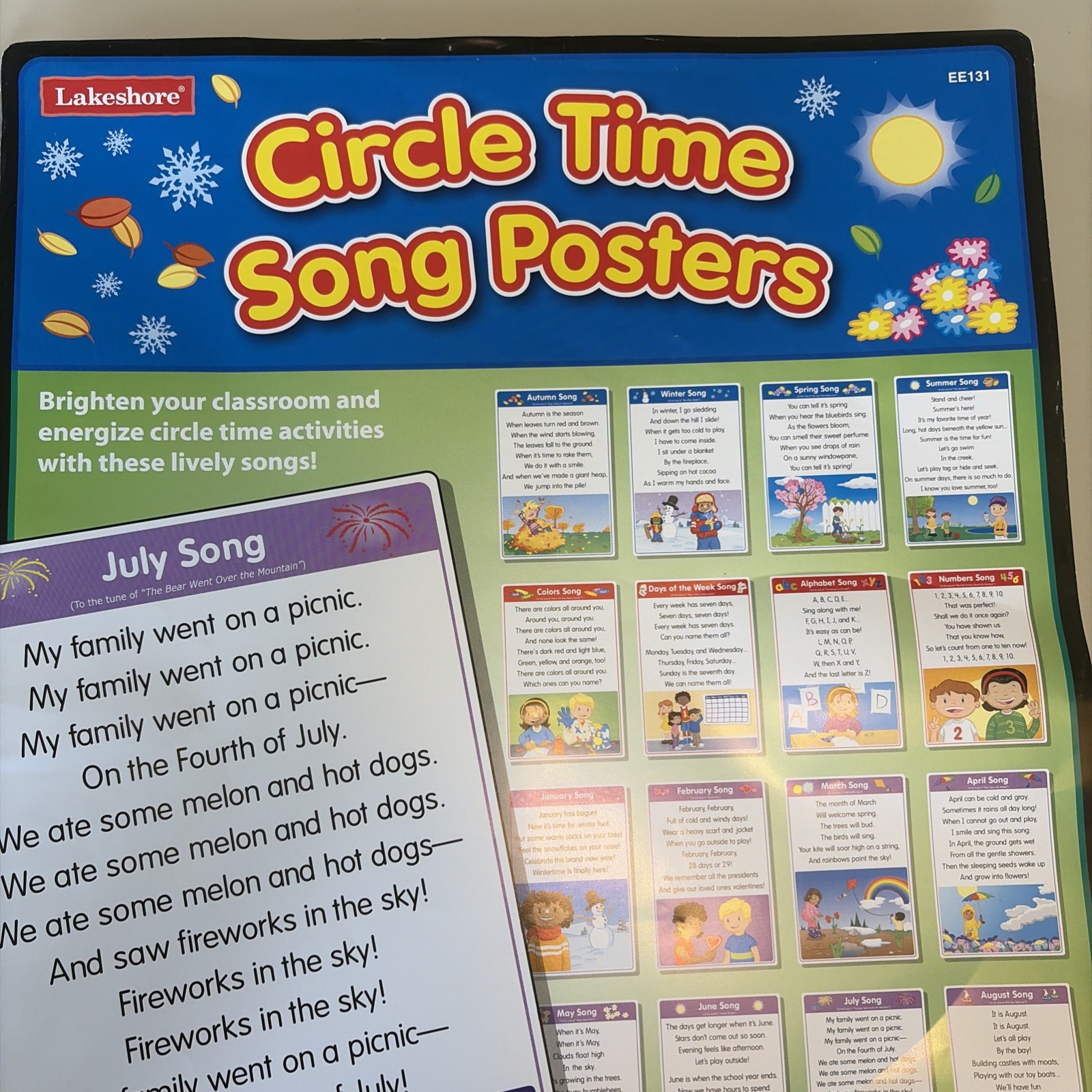 Lakeshore Learning Circle Time Song Poster Pack Classroom 20 Posters