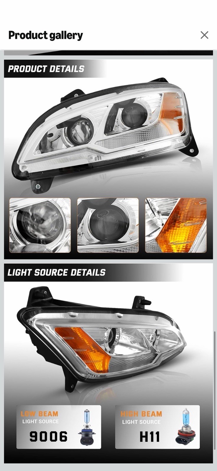 Fit for 2011-2023 Peterbilt model UT-P59-0009,Truck Projector Headlight Pair/Set
