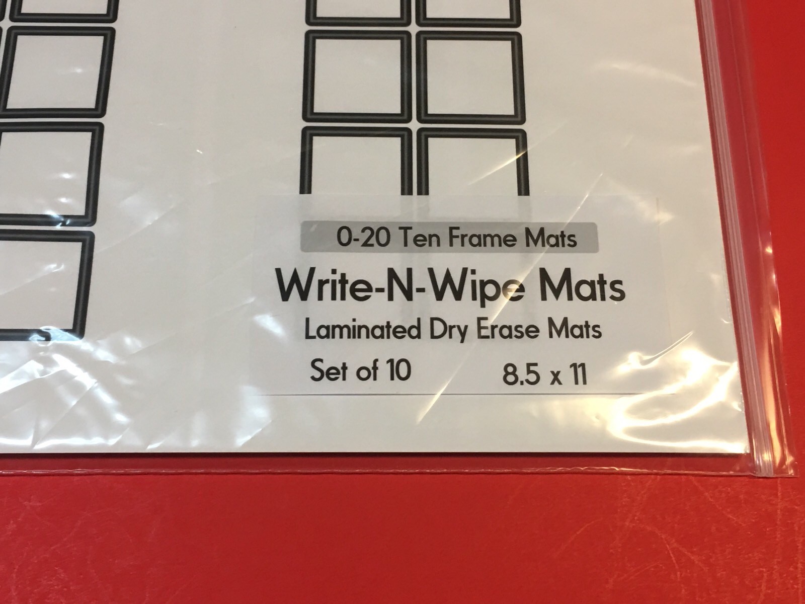 (Set of three ) 0 – 20 Ten Frame Mat – Laminated Dry Erase Mats