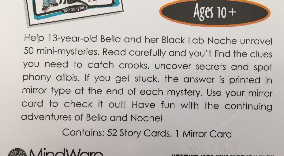 BELLA’S NOCHE MYSTERY DECK 2 MINDWARE BRAINY TOYS…KIDS OF ALL AGES..W / MIRROR