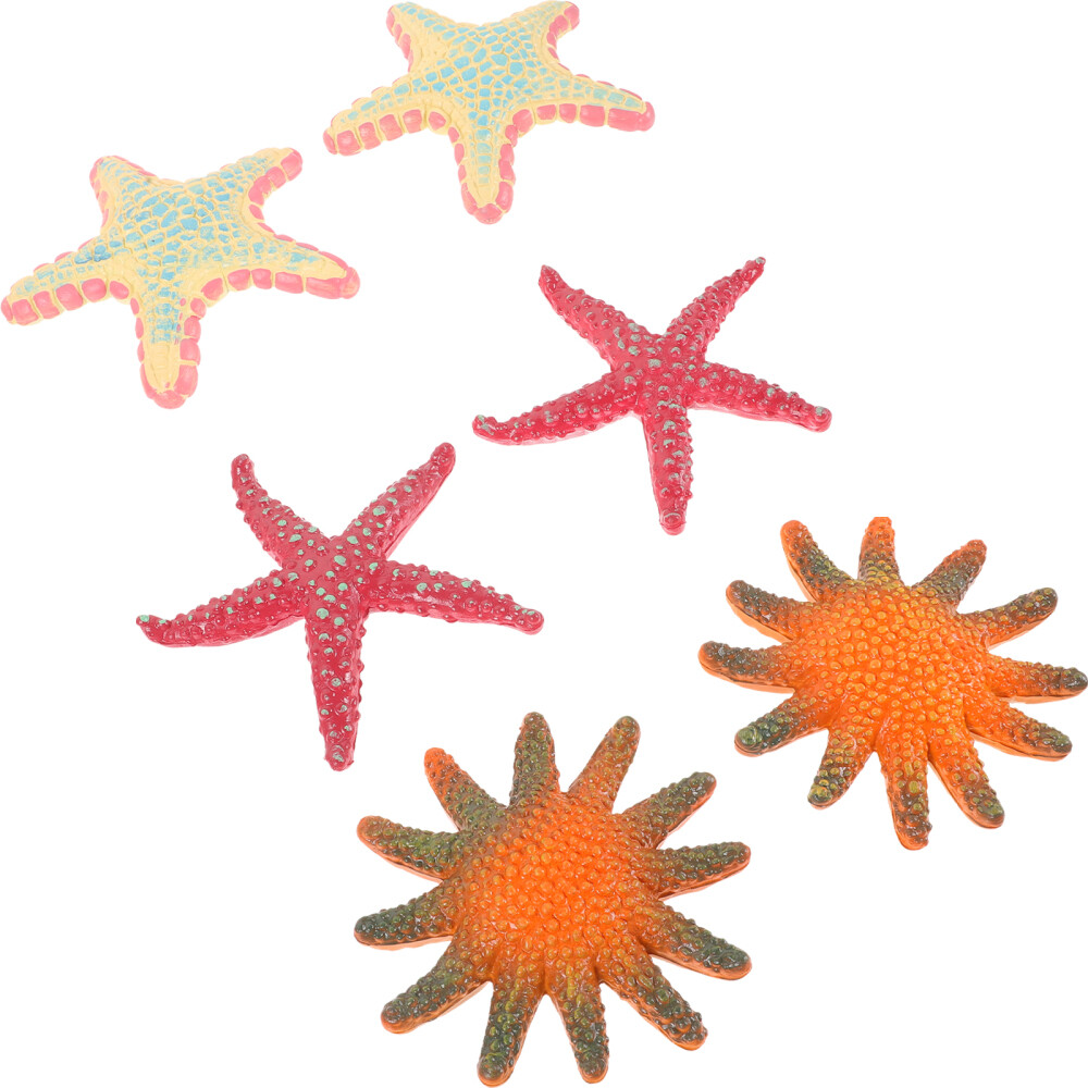 6PCS Sea Star Figurine Sea Animal Sculpture Simulation Sea Star Statue Models