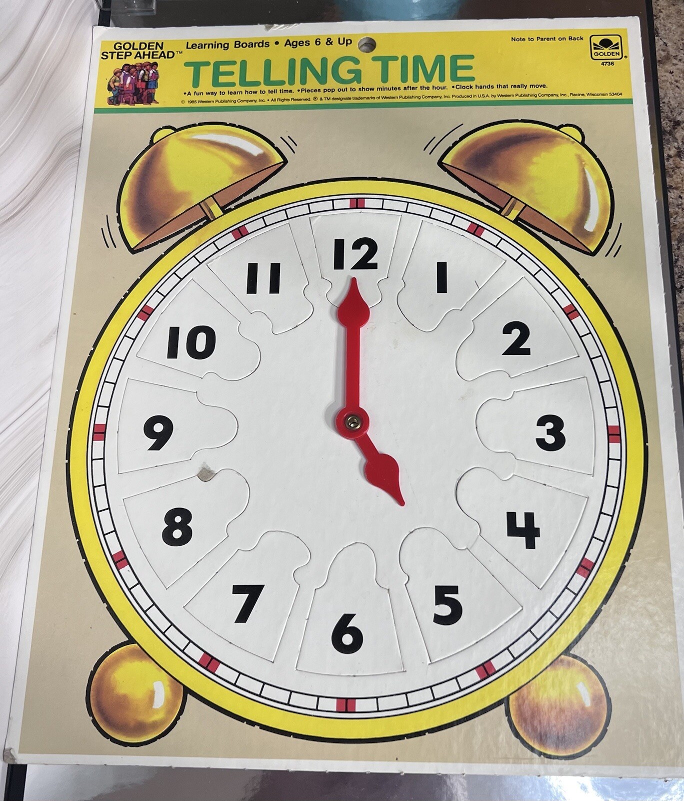 Vintage 1985 Golden Step Ahead Telling Time Clock Puzzle 4736 Ages 6 & up !!!!
