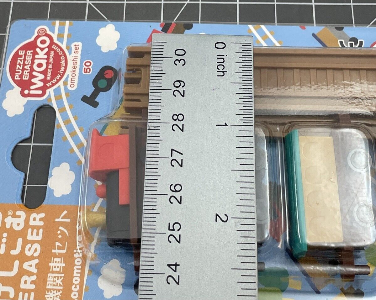 Iwako Japanese Puzzle Erasers Train, Tracks, and Light Set New & Sealed