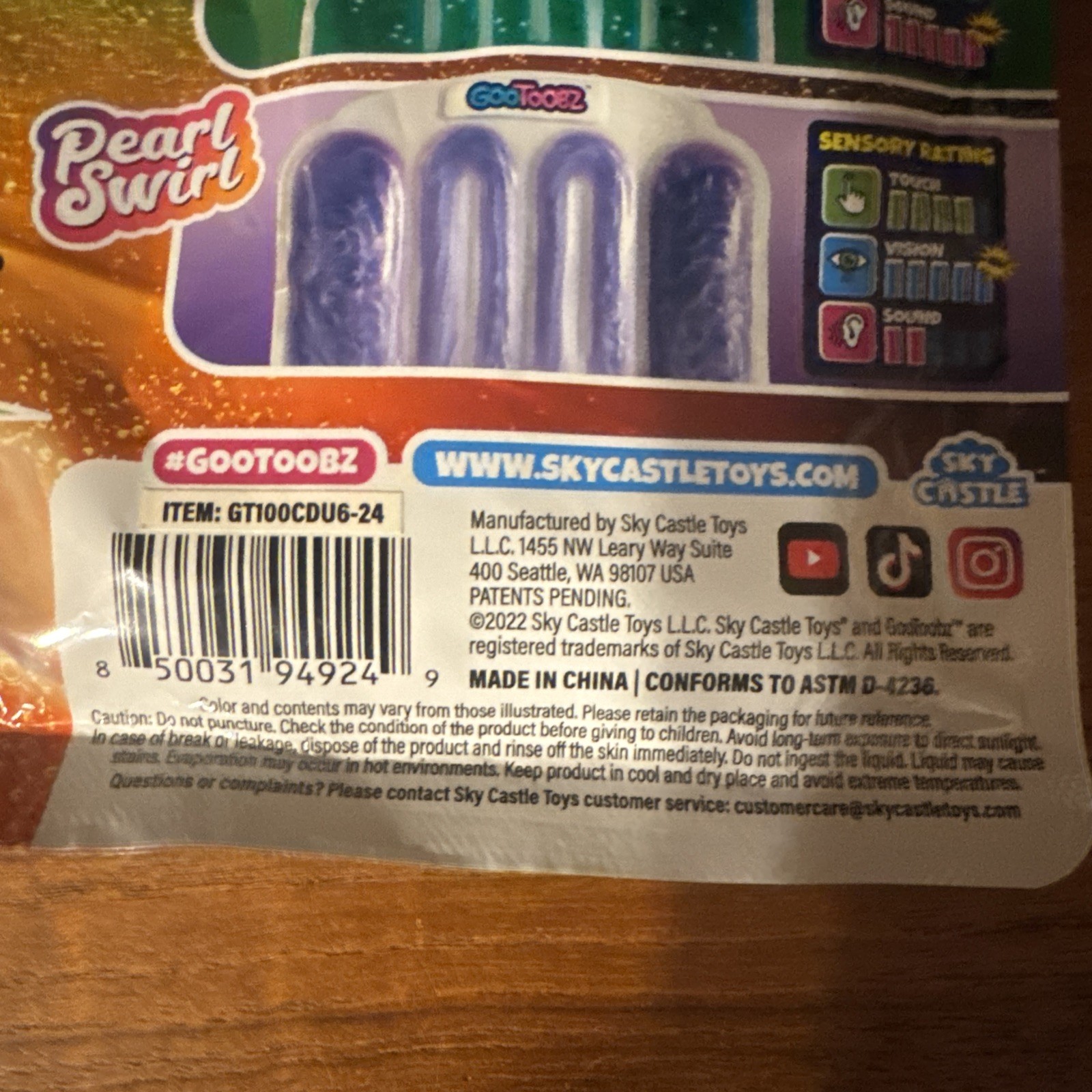 GooToobz Originals Squishy Triple Sensory Tubes Swirl Stress Relief NEW
