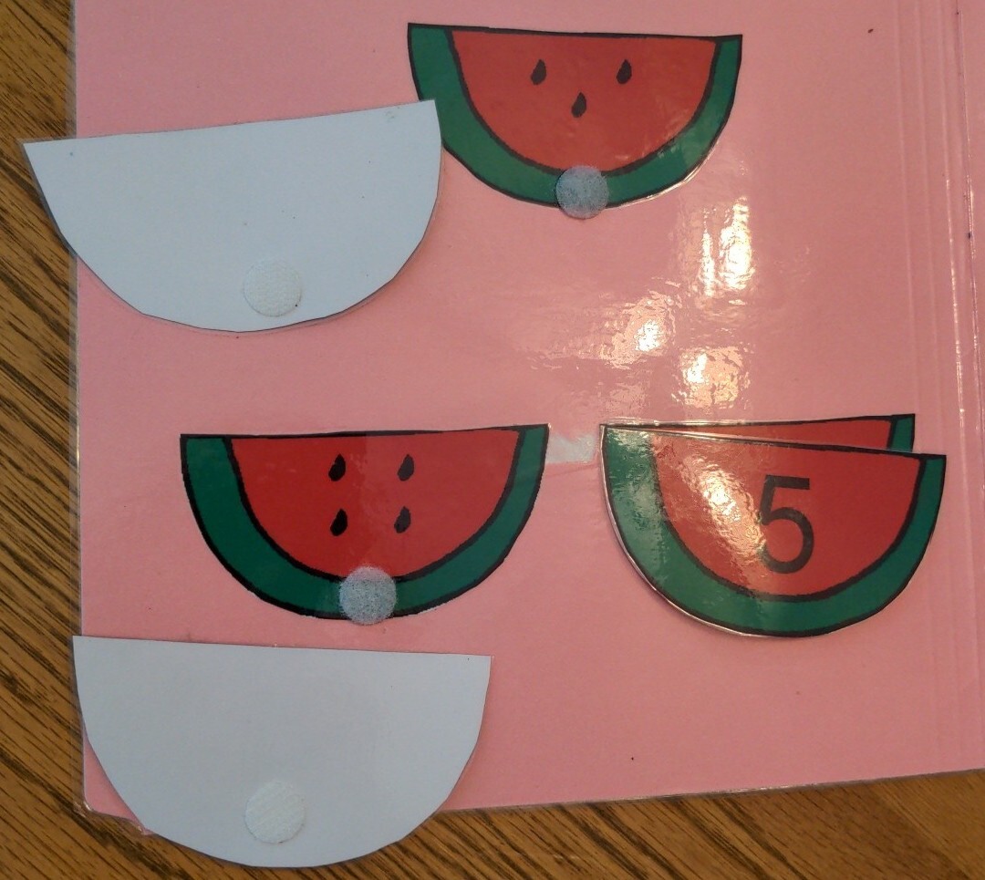 Watermelon Numbers Early Childhood Counting File folder game Math Readiness Mint