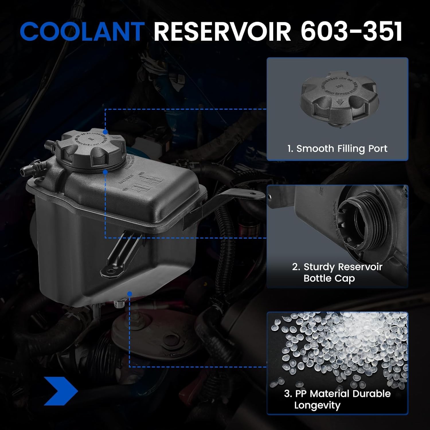 Engine Coolant Reservoir Tank 603-351 Compatible with BMW 528i 525i 525xi 535i