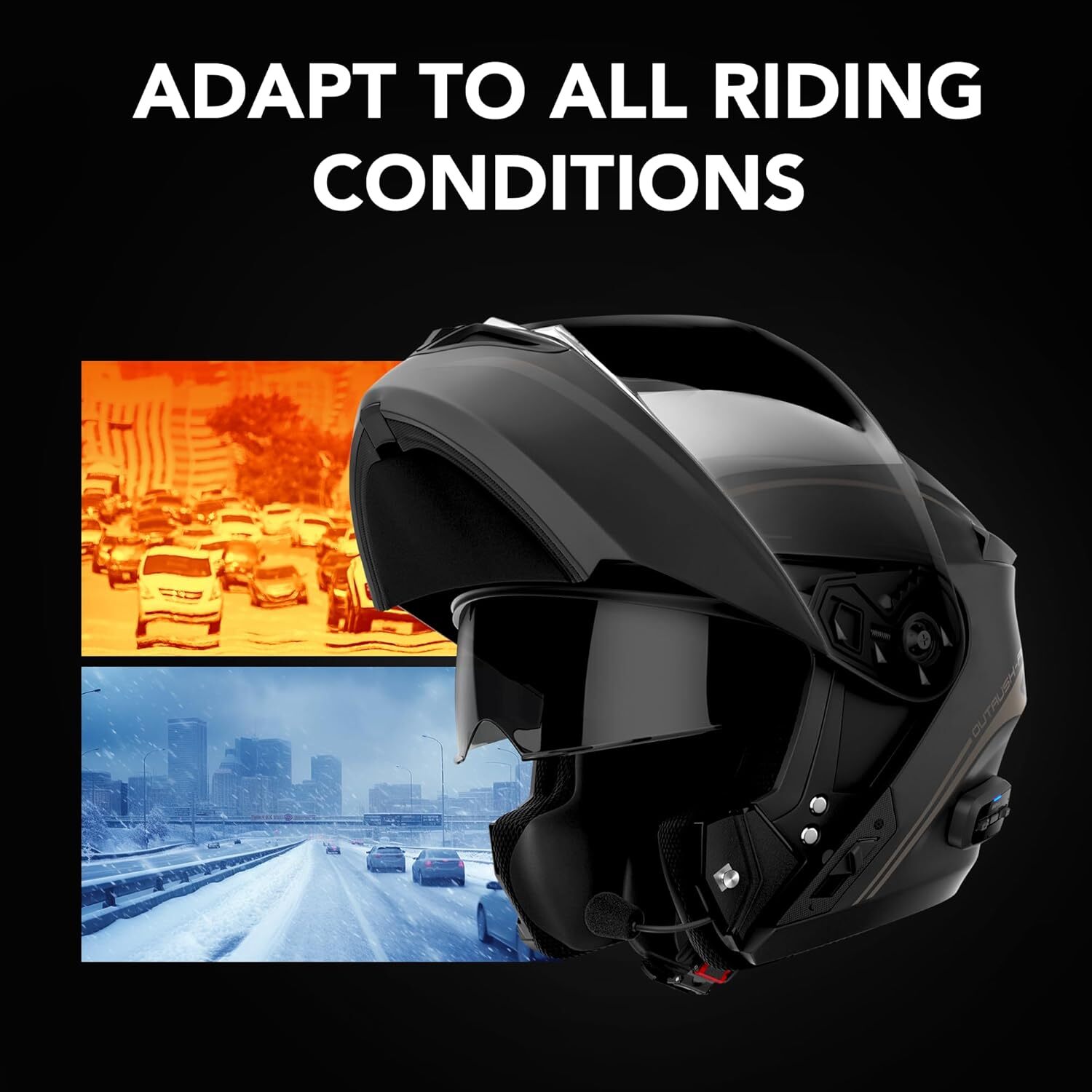 Sena Outrush R Bluetooth Modular Motorcycle Helmet with Intercom System (Matte