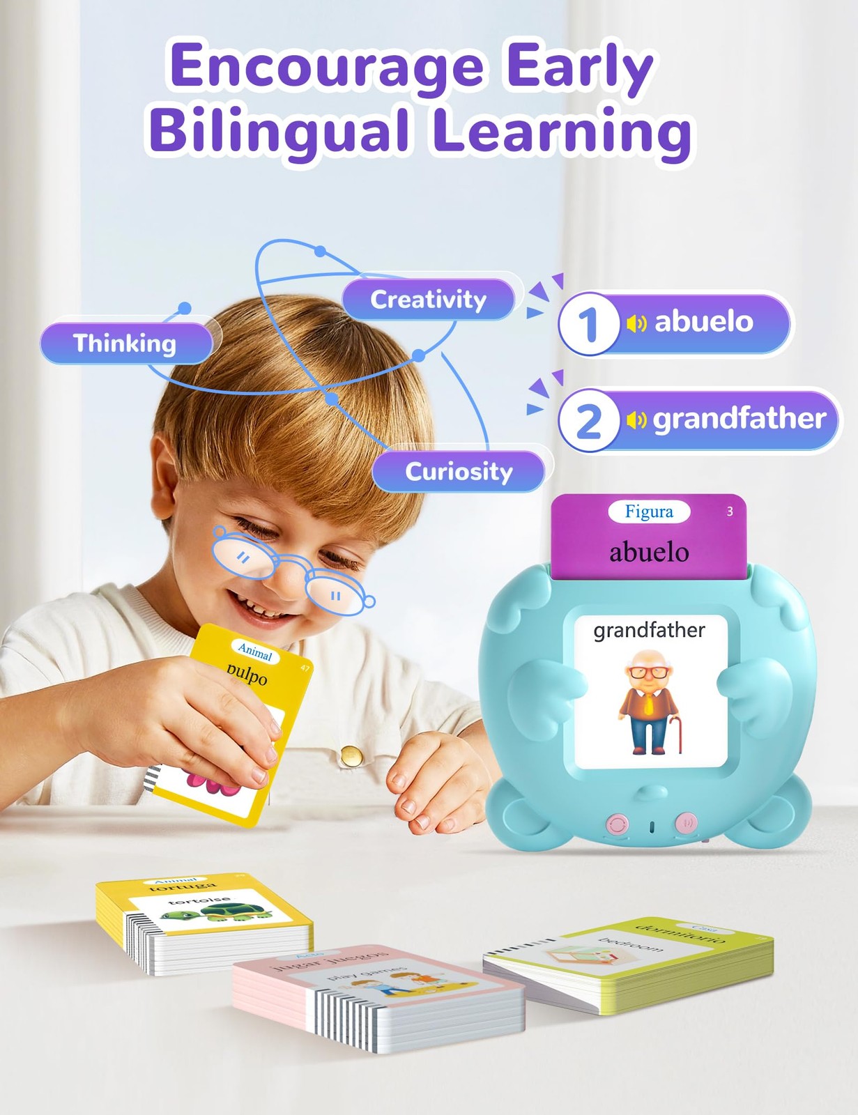 Spanish & English Talking Flash Cards for Toddlers, 510 Sight Words Bilingual…