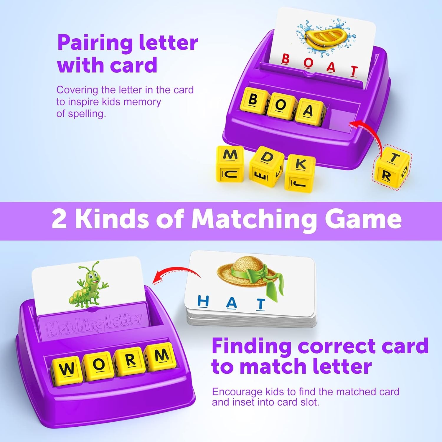 Educational Games for Kids Ages 3-8, Matching Letter Game for Kids Toys for 3-8