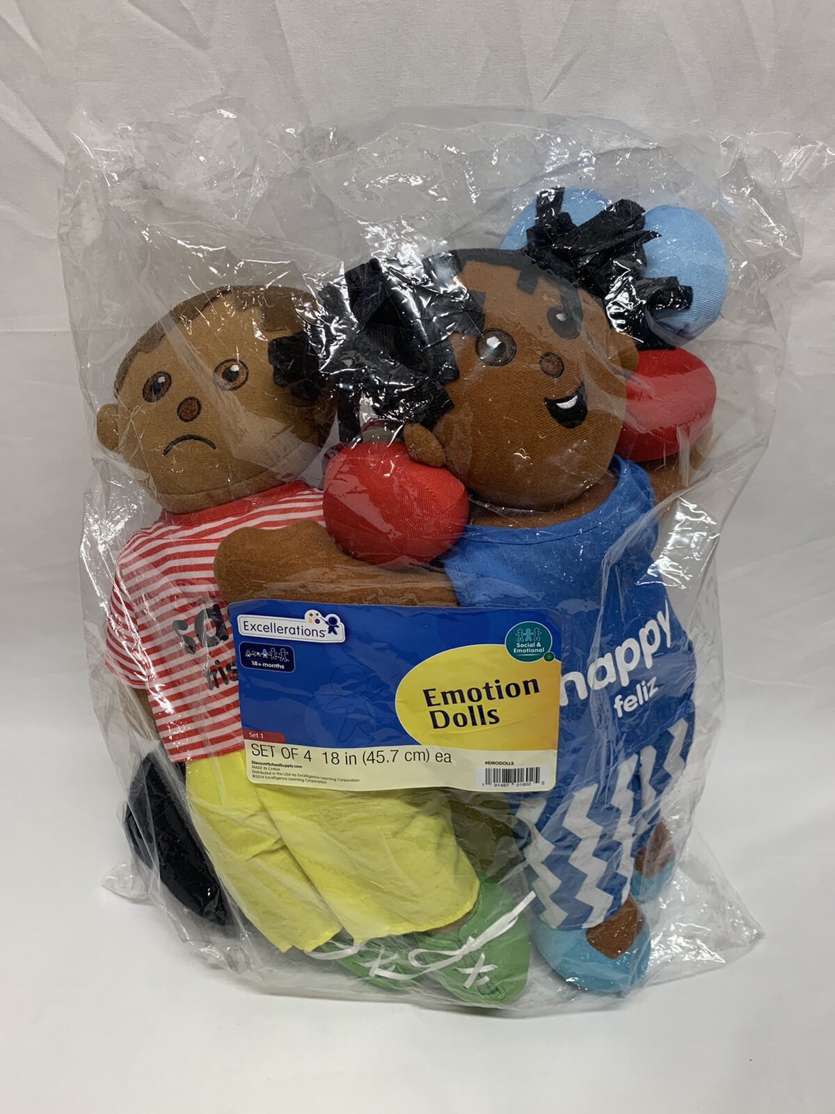 Excellerations Emotion Dolls 18” Bilingual Stuffed for Classroom and Therapy