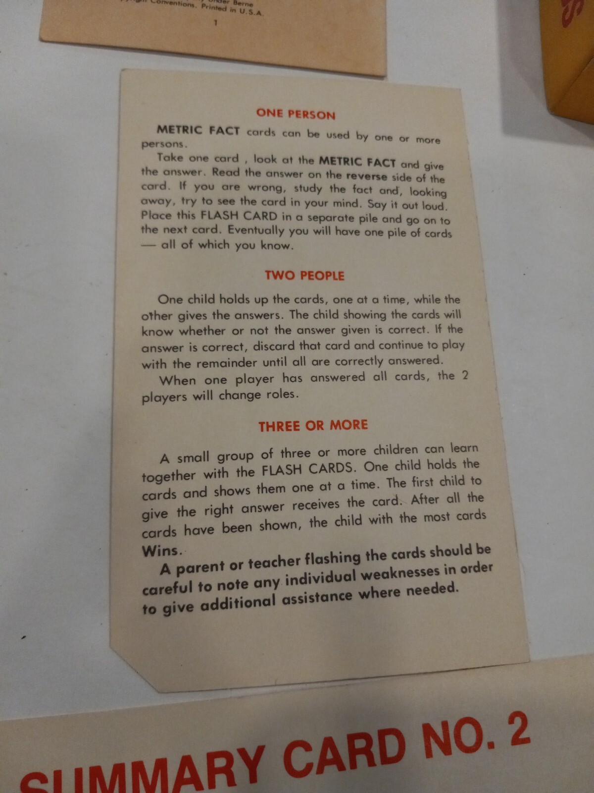 Vintage Milton Bradley Metric Flash Cards 1977