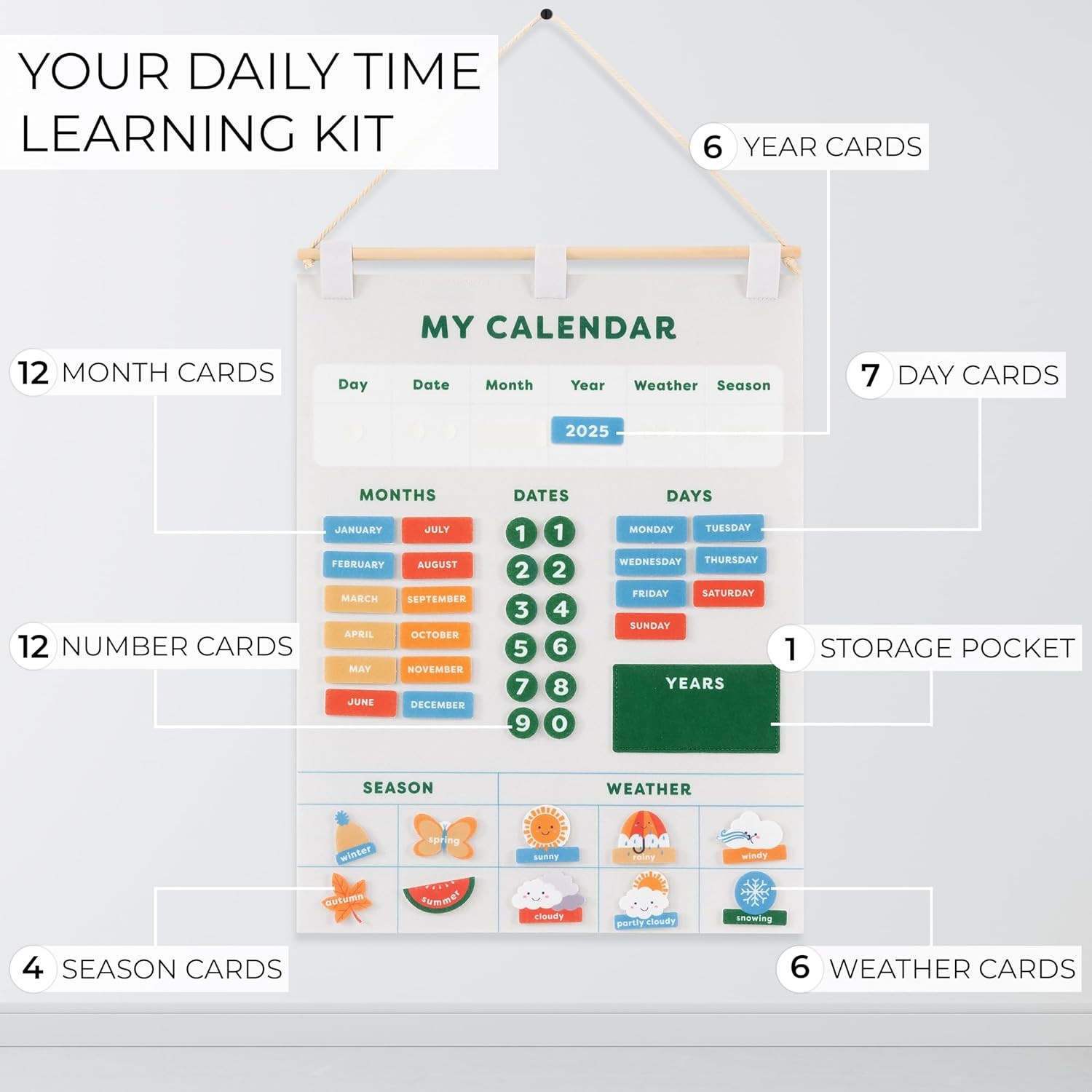 Kids Learning Calendar Preschool Homeschool Months Days Weather Decor
