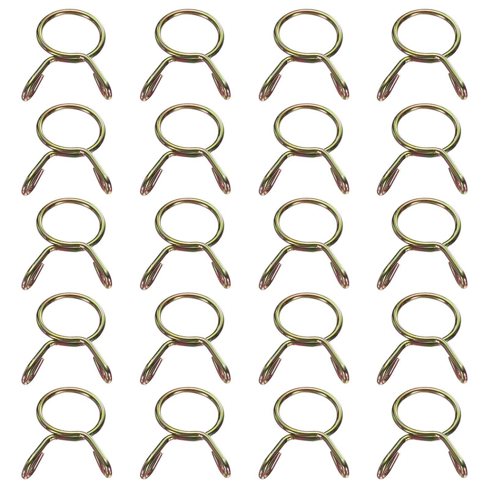 20Pcs 13mm ID 15mm OD Fuel Line Hose Clips 65Mn Spring Clips Clamps Gold