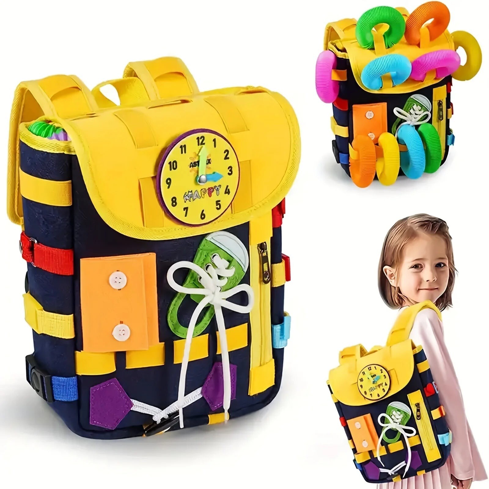 Montessori Busy Board Toddler Backpack: Sensory Toys for Motor Skills