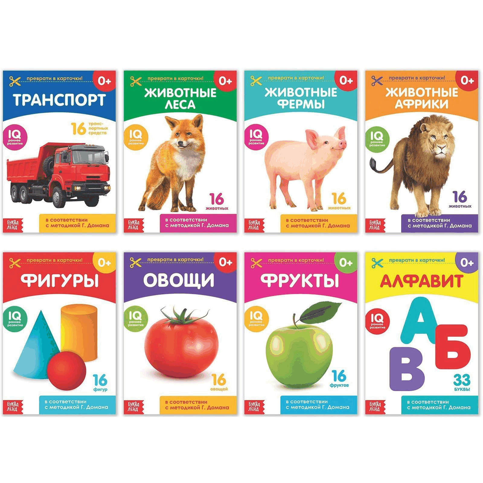 Doman Method Russian Flashcard Book Set for Learning Set 8 Topics from Farm