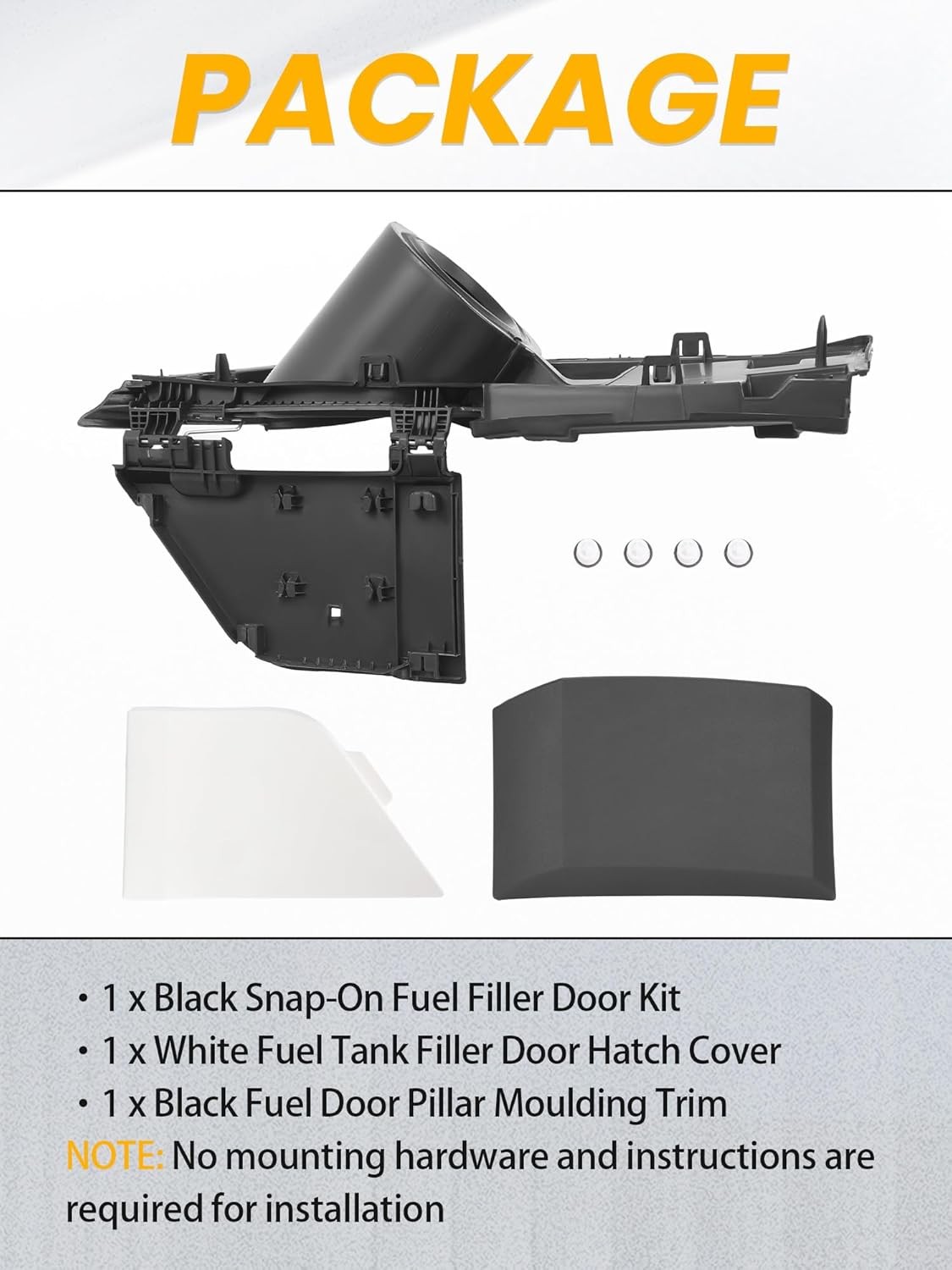 KUAFU Fuel Filler Door Housing Pocket Hinge w/White Cover Compatible with 2015-2