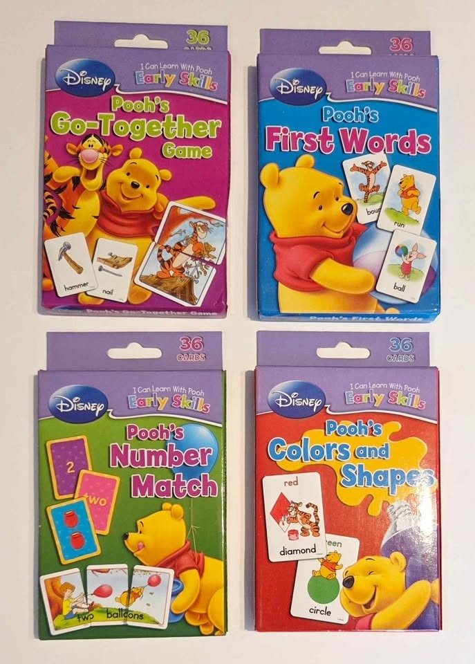 DISNEY Winnie the Pooh Flash Cards – Set of 4 – Learning, Educational Cards