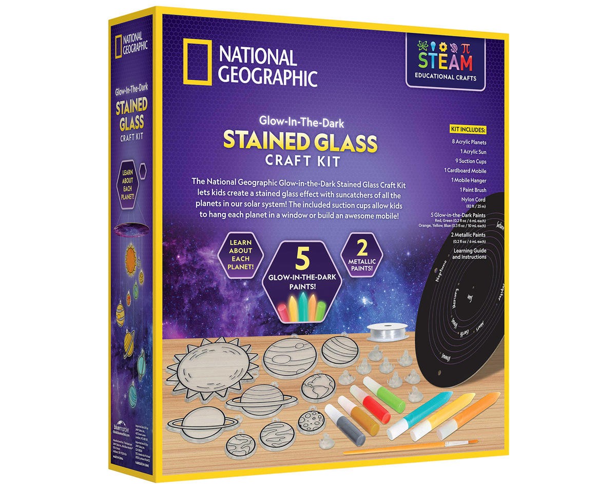 Blue Marble National Geographic Glow-in-the-Dark Stained Glass Solar System