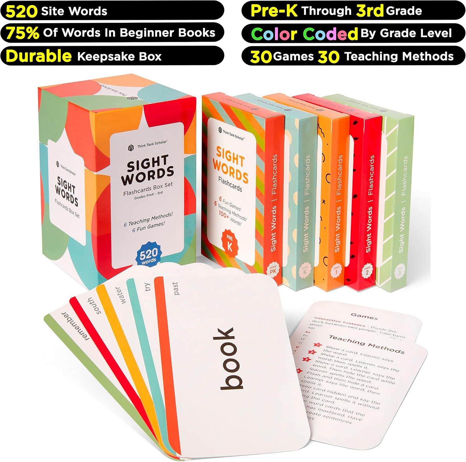 Award-Winning Sight Words Flash Cards – 520 High Frequency Words for Kids Ages 3