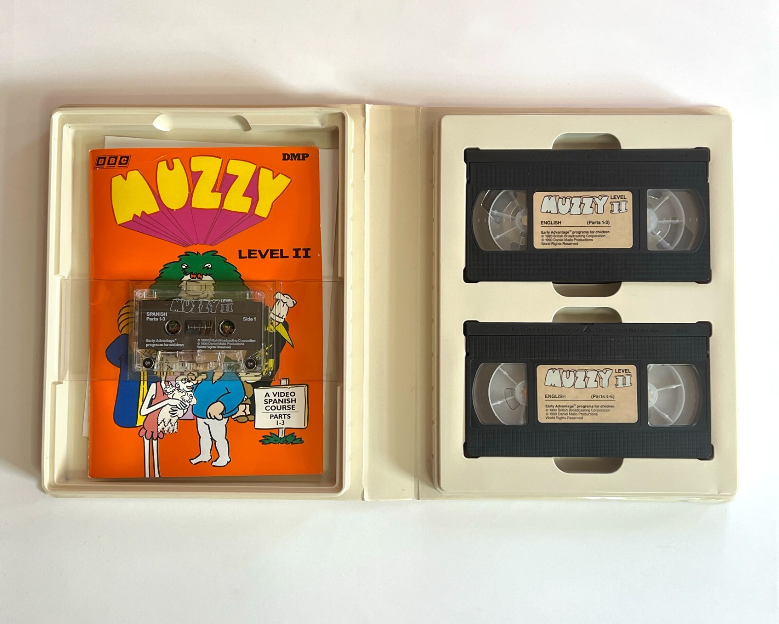 Vintage Muzzy Spanish Level II VHS & Cassette + Activity Book Tested WORKS 1990s
