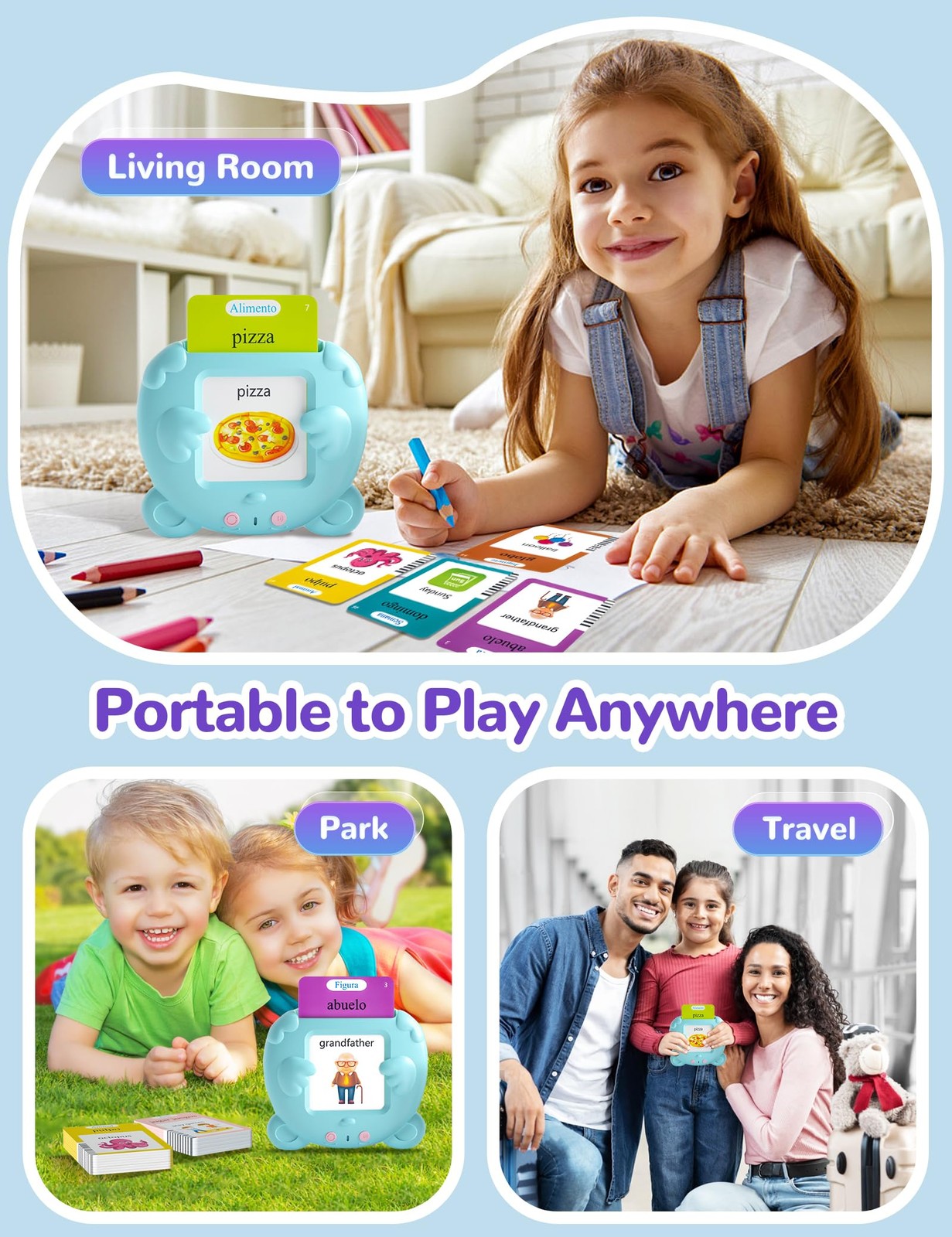 Spanish & English Talking Flash Cards for Toddlers, 510 Sight Words Bilingual…