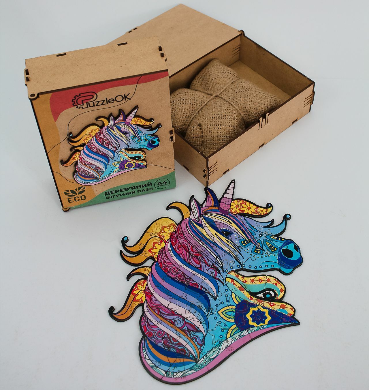 Animal wooden puzzle Fabulous Unicorn – gift ecofriendly puzzle medium and large