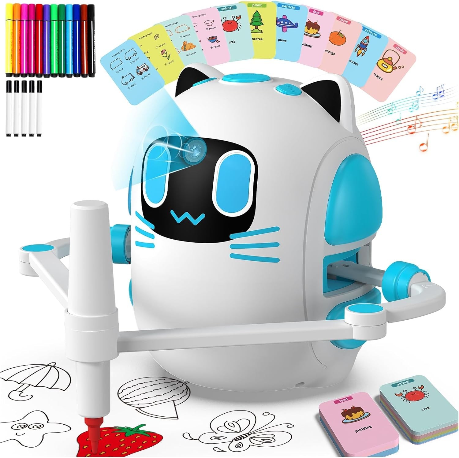 Creative Drawing Robot for Ages 3+ | 150 Cards & Color Pens – Safe & Engaging