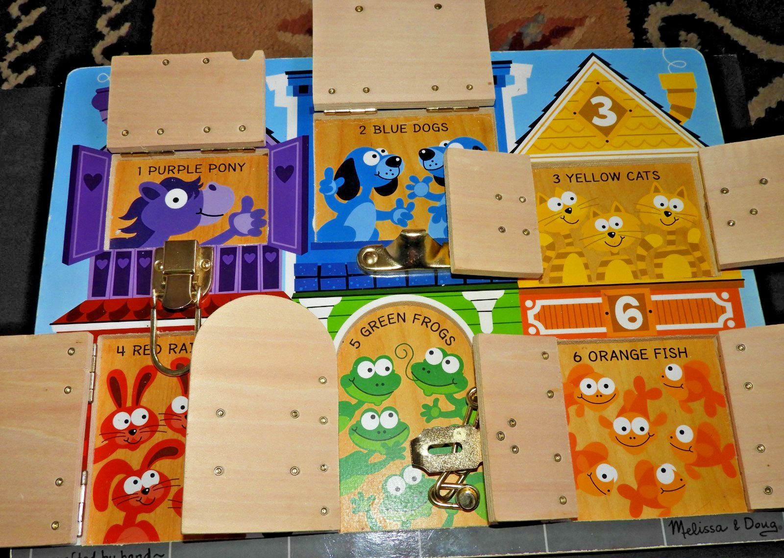 Melissa & Doug Latches Wooden Activity Board & Geometric Shapes Knob Puzzle
