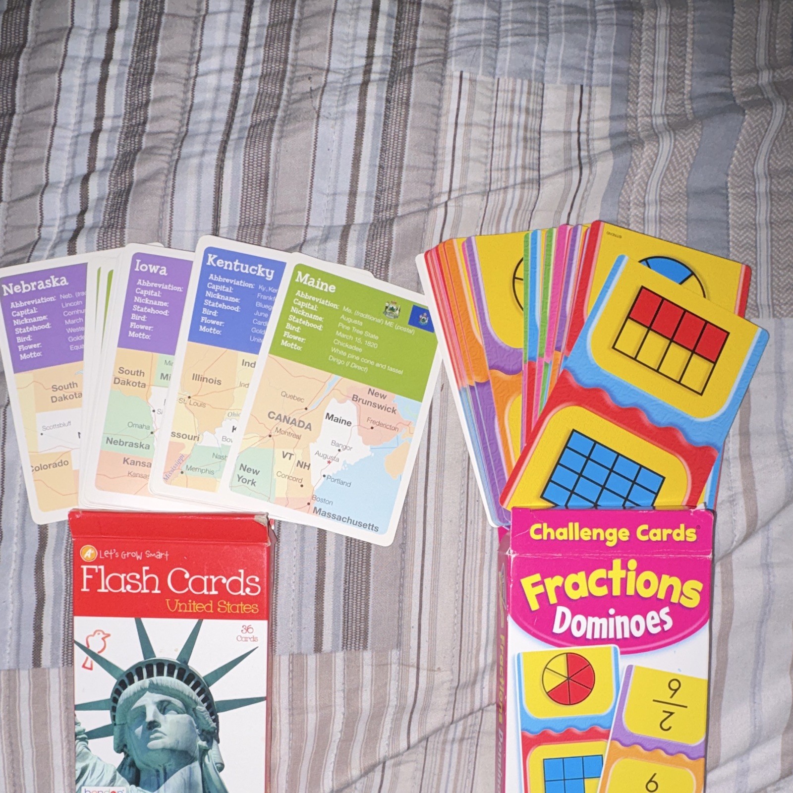 Bendon United States Flash Cards 36 + TREND Fractions Dominoes T-24009