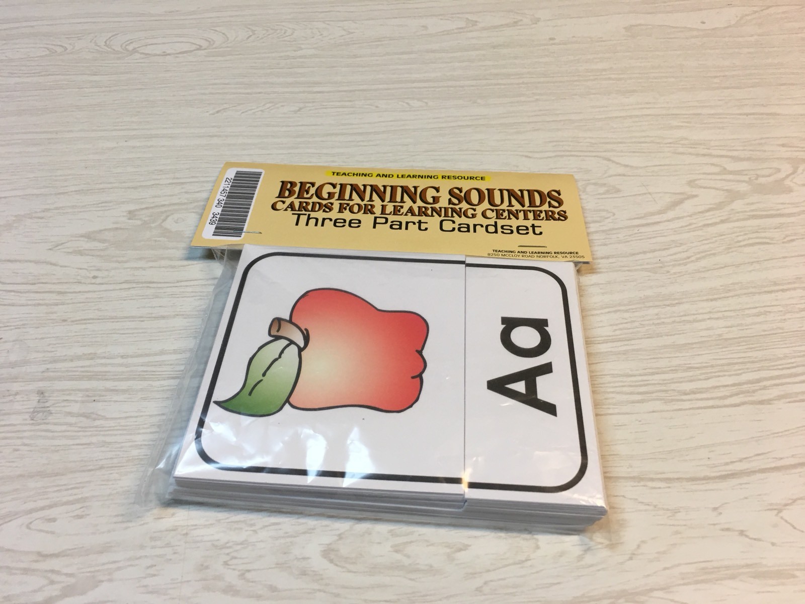 READING – Beginning Sound – Cards for Learning Center – Three Part Card –