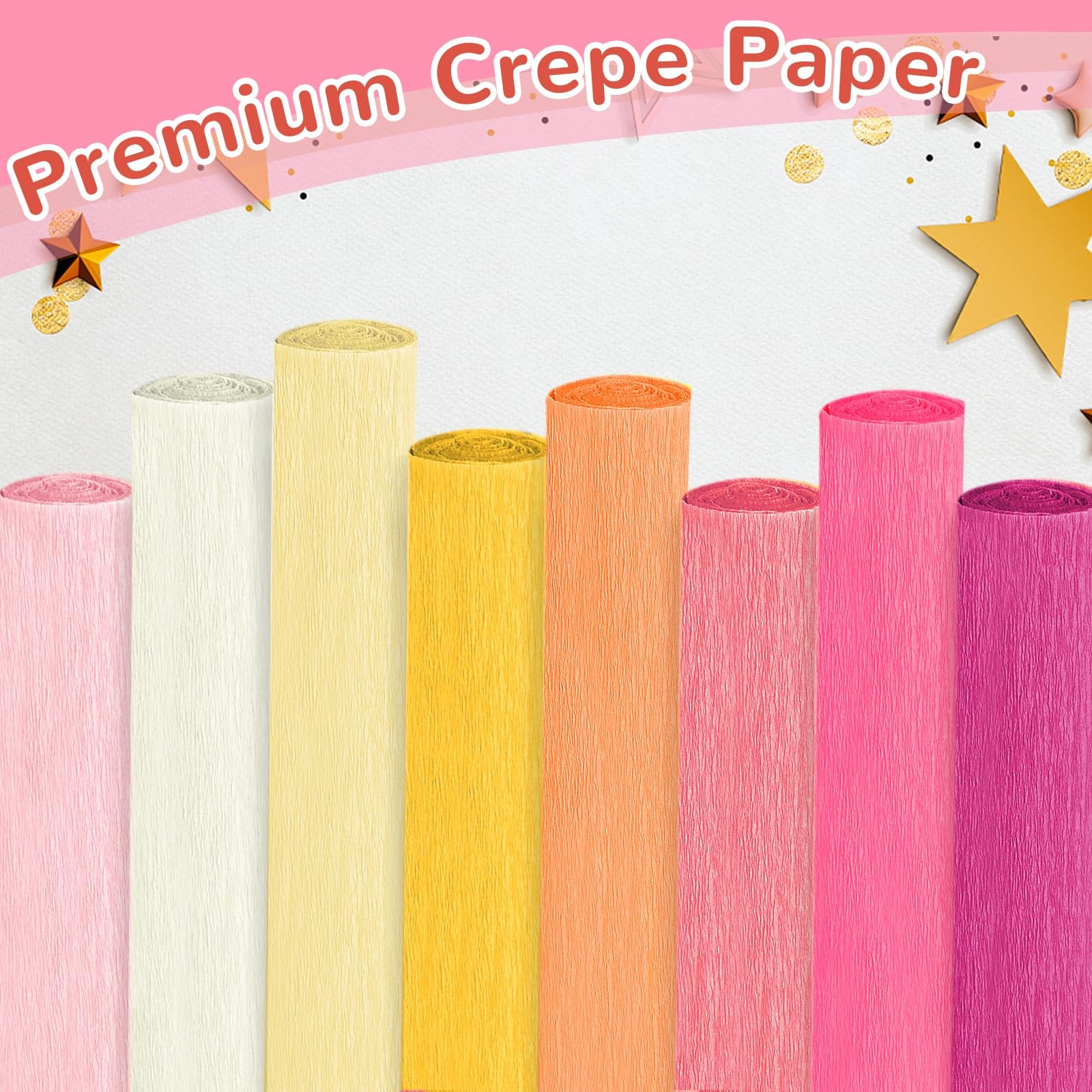 Crepe Paper Streamers 8 Rolls, 10 x 98Inch 8 Pink Colors