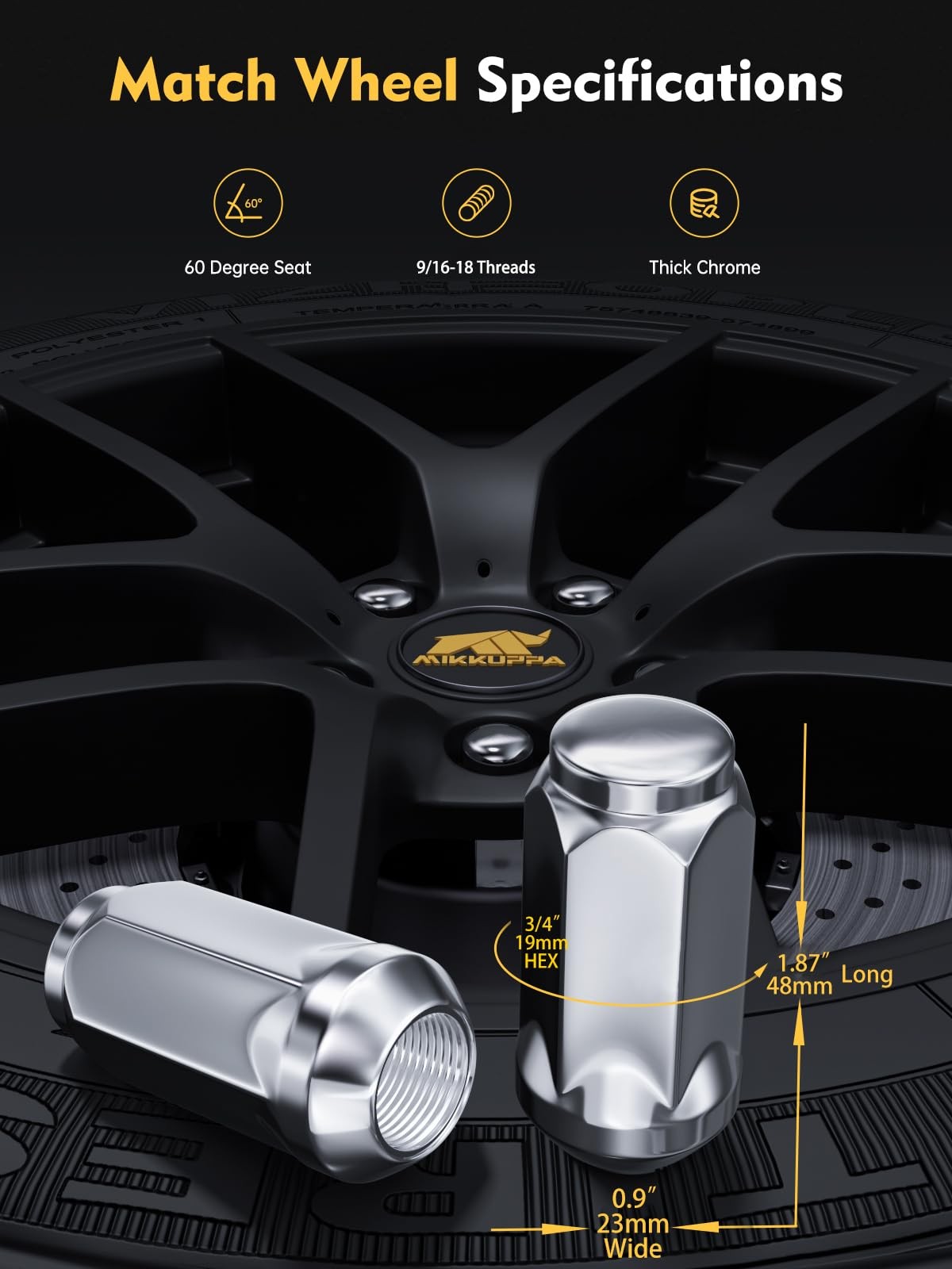 MIKKUPPA 9/16-18 Lug Nuts – Replacement for 2002-2010 Dodge Ram 1500, 1994-2010