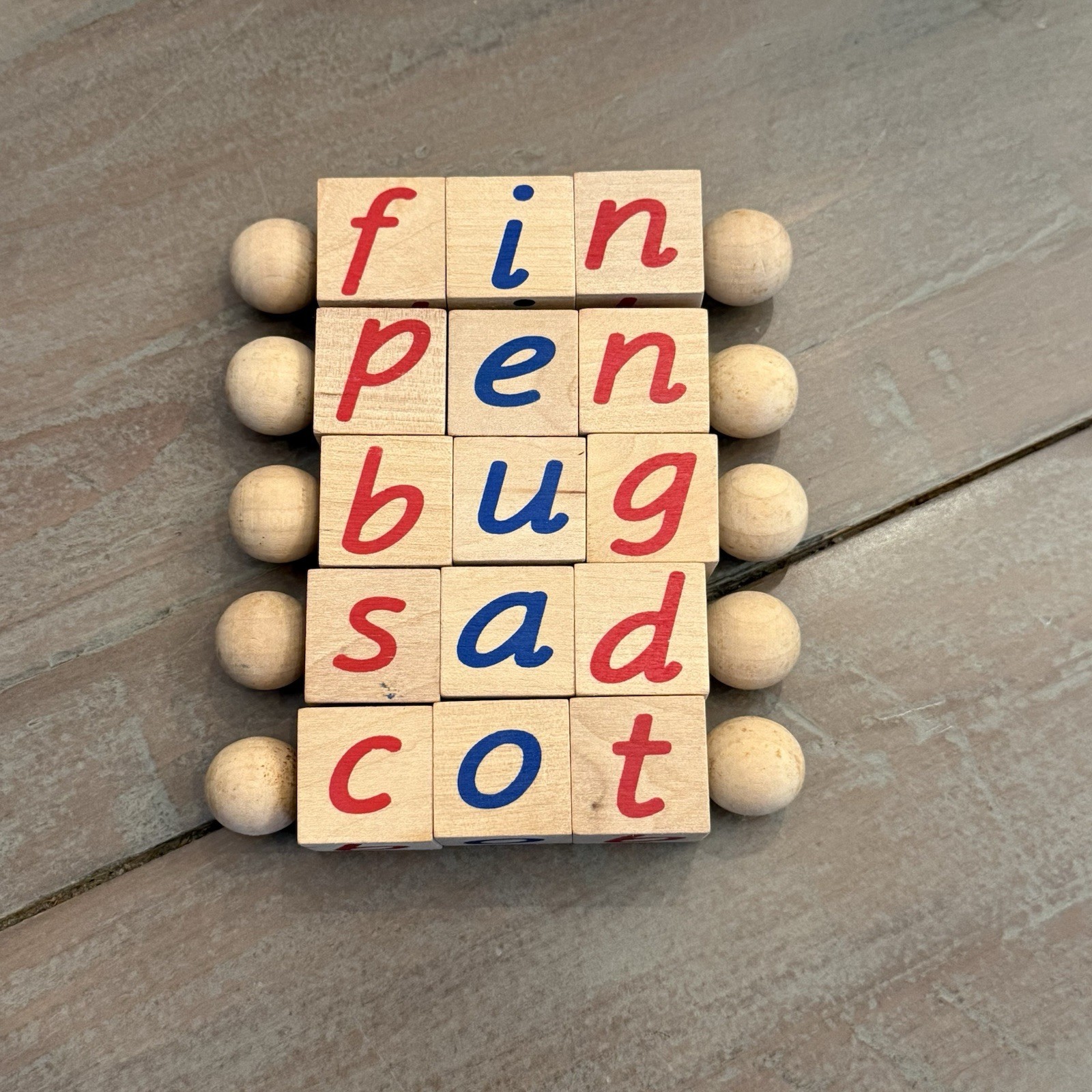 Montessori Phonetic Reading Blocks, Reading Educational Toy Set Of 5 Homeschool