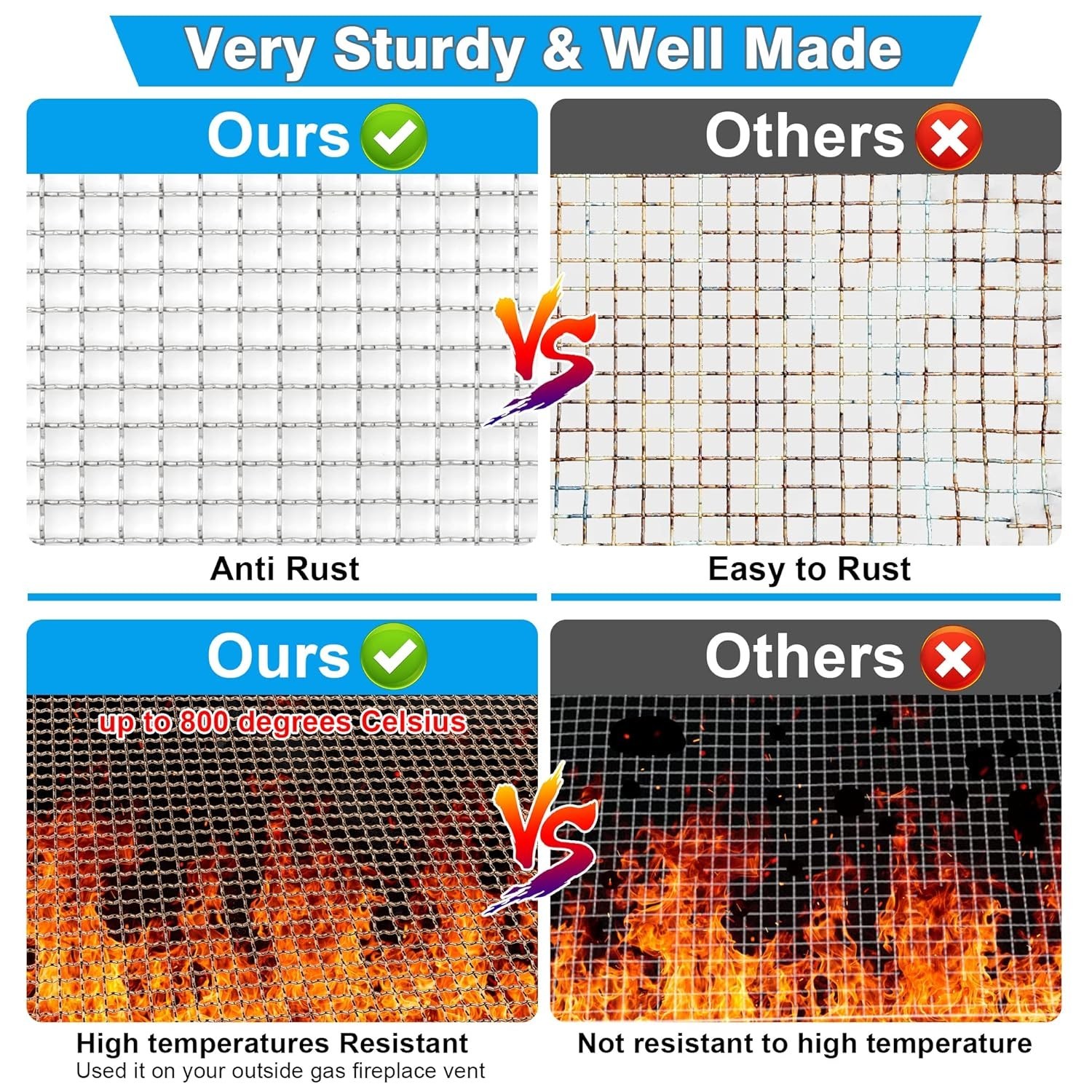 Upgraded 2Pack Mesh Screen Crimped 304, 5 Mesh 11 X 14.2 inch, Not Easy Falli…