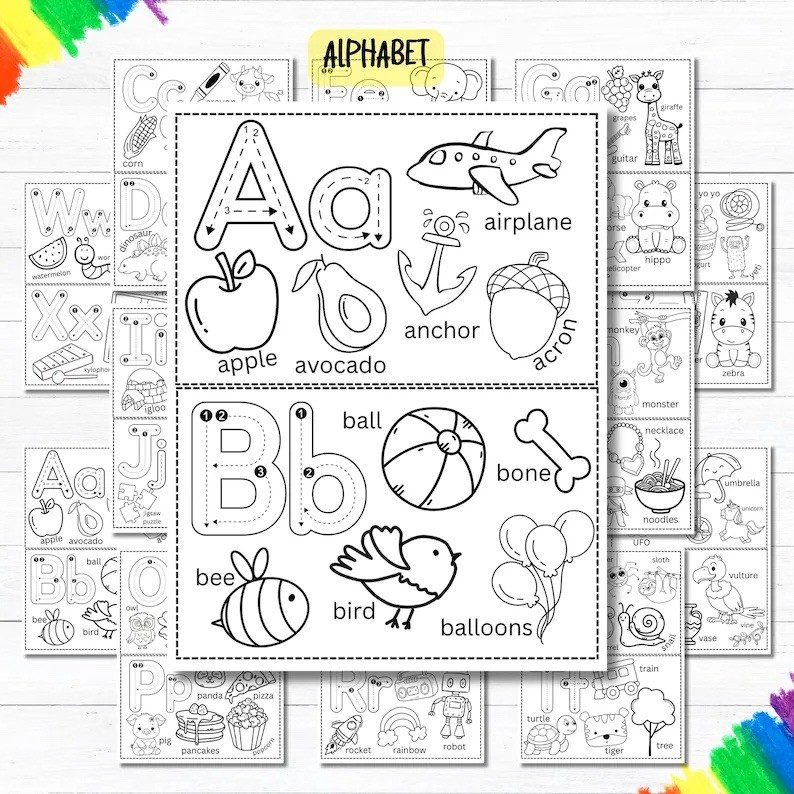 Personalized Coloring & Activity Book with Name Crayons, Alphabet, Multicolor