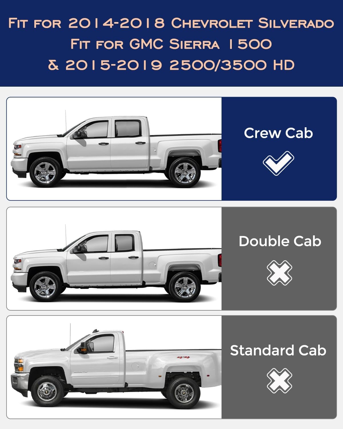 All Weather Floor Mats 2014-2018 for Chevy Silverado & GMC Sierra 1500, 2015-201