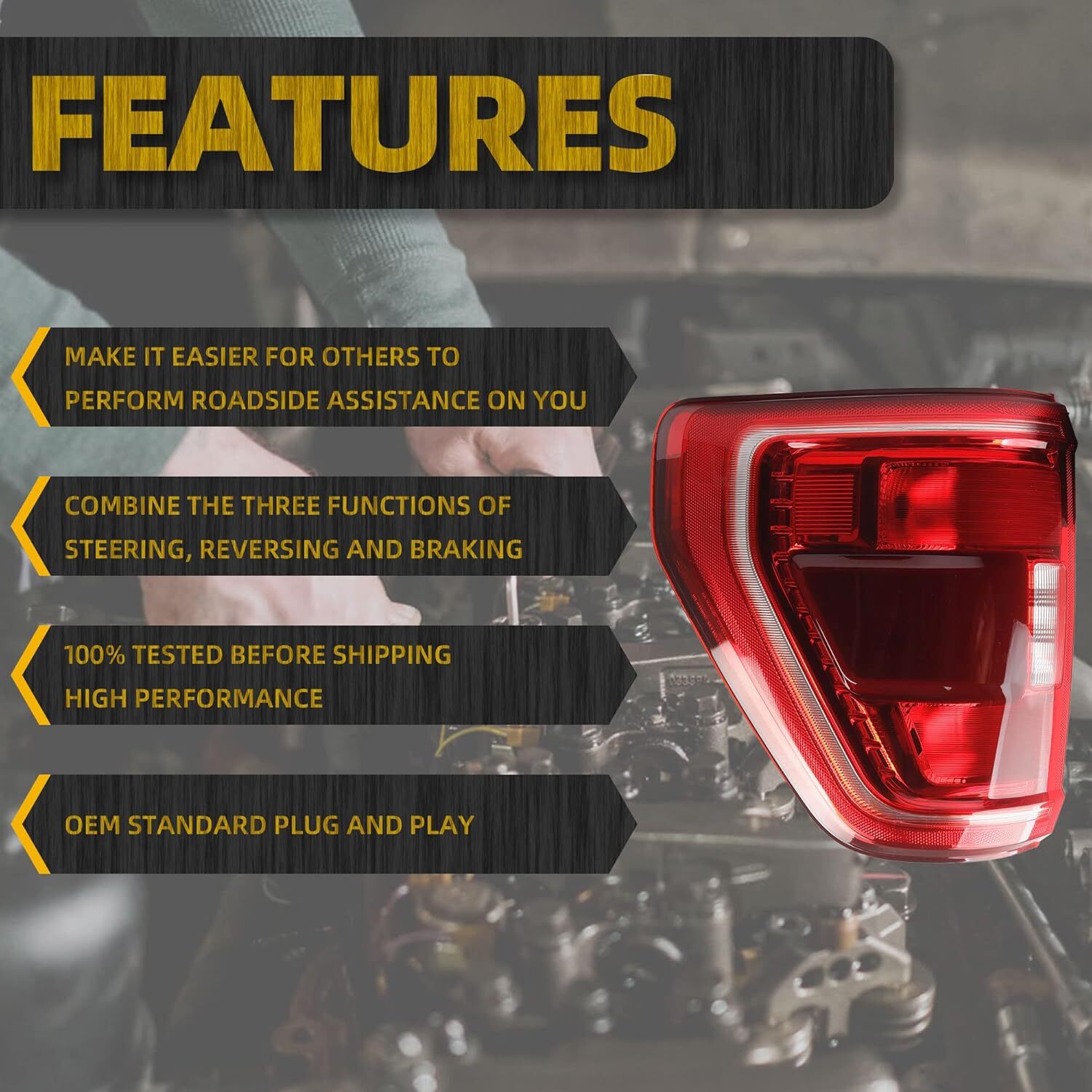 21-23 Ford F150 XLT Left Driver Side Blindspot Tail Light Assembly ML3Z13404C