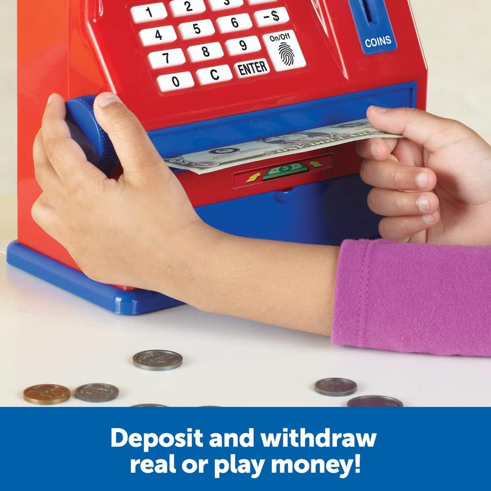 Teaching ATM Bank – 32 Pieces, Ages 3+ Toddler Learning Toys, Cash Register for