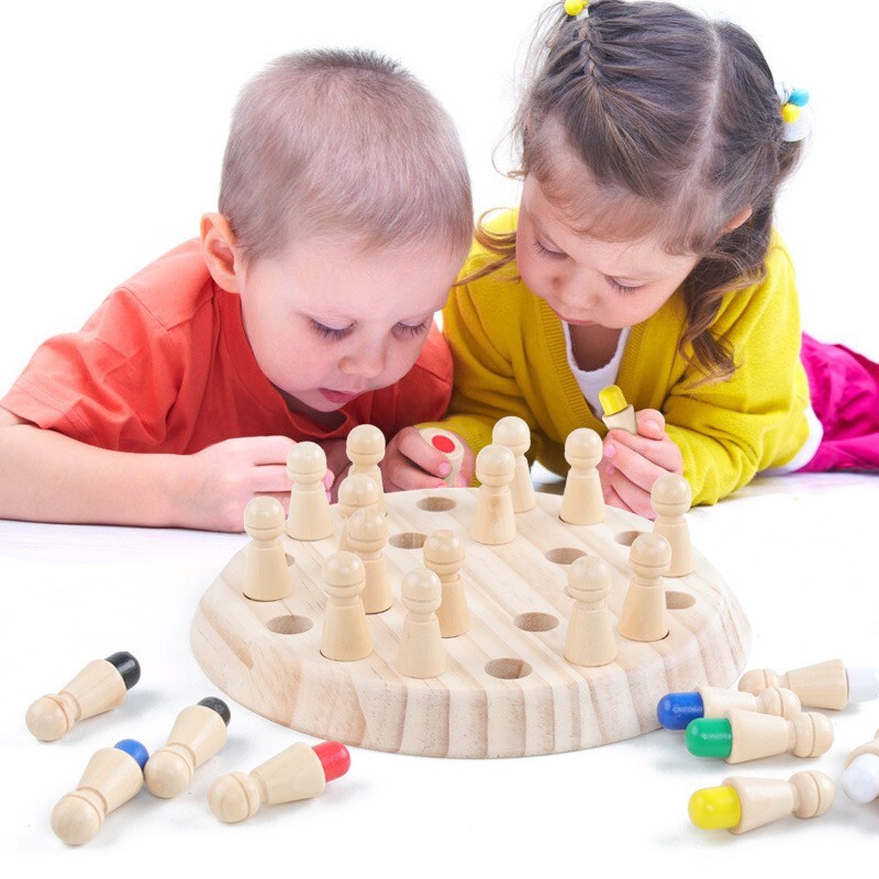 Wooden Memory Match Stick Chess Color Game Board Puzzle Kids Educational New Toy
