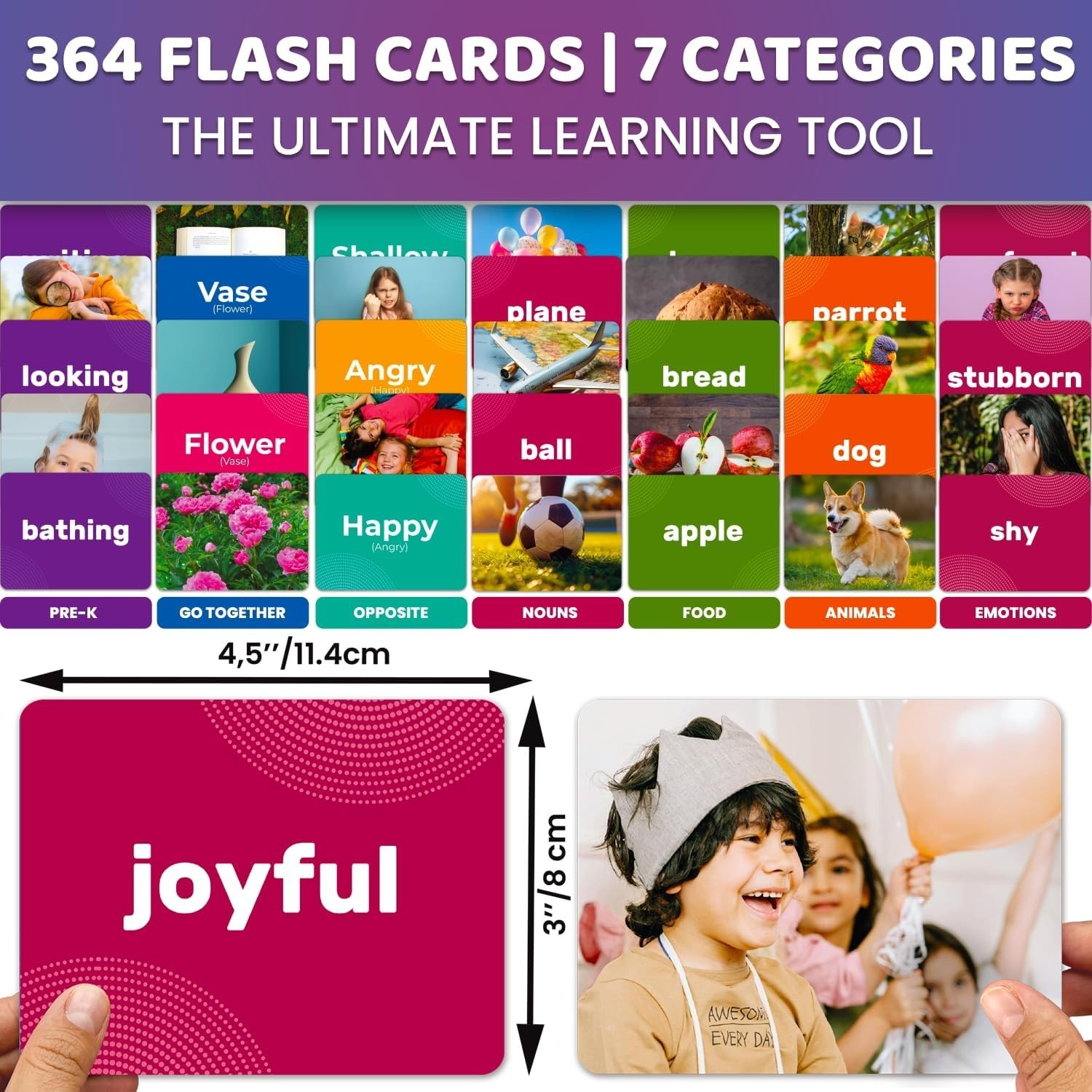 Educational Flash Cards 364 – Speech Therapy, ABA, ESL, 7 Vocabulary Themes