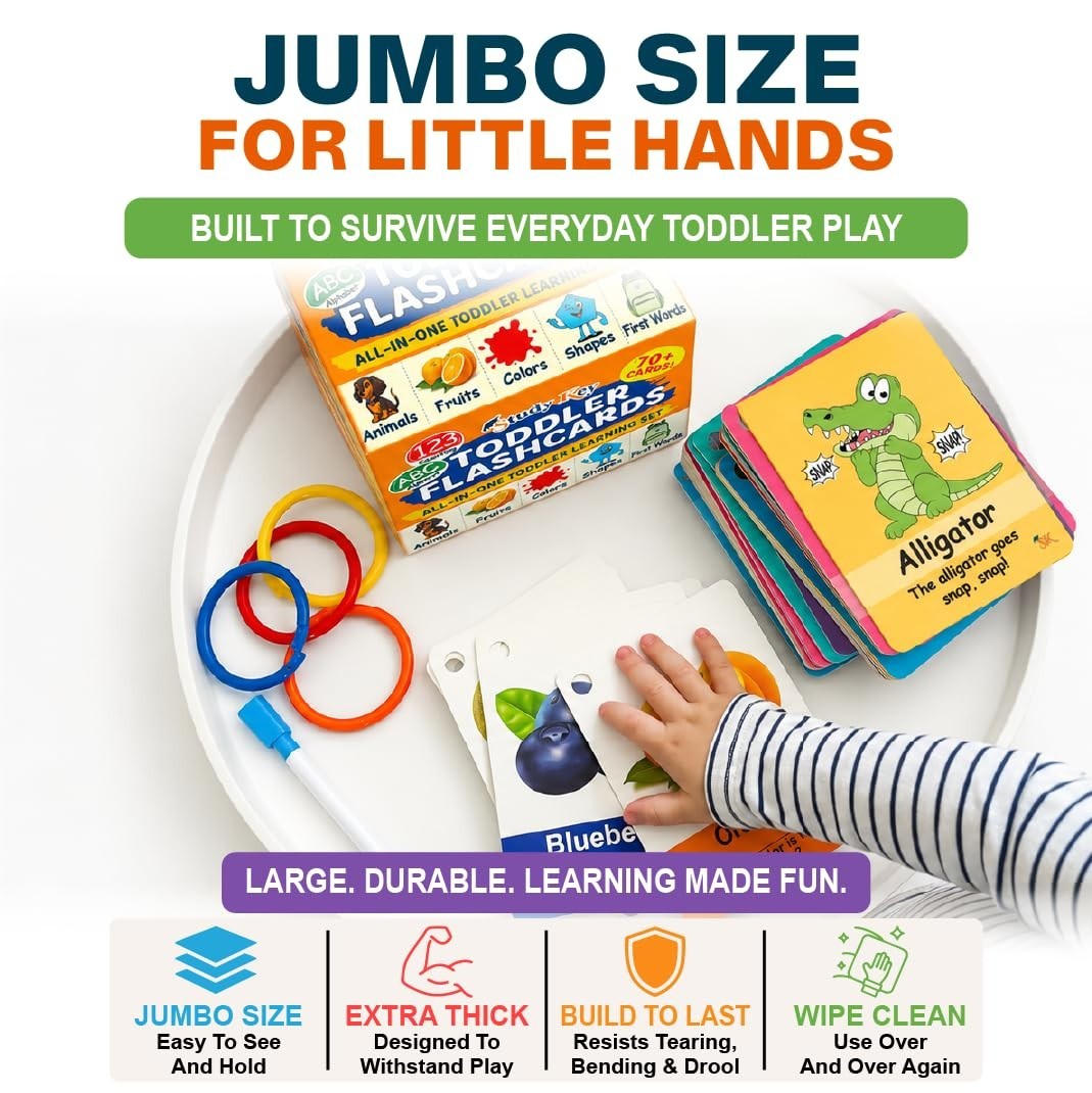 ABC Flash Cards for Toddlers 1-3 – First Words, Alphabet, Animals, Colors, Numbe