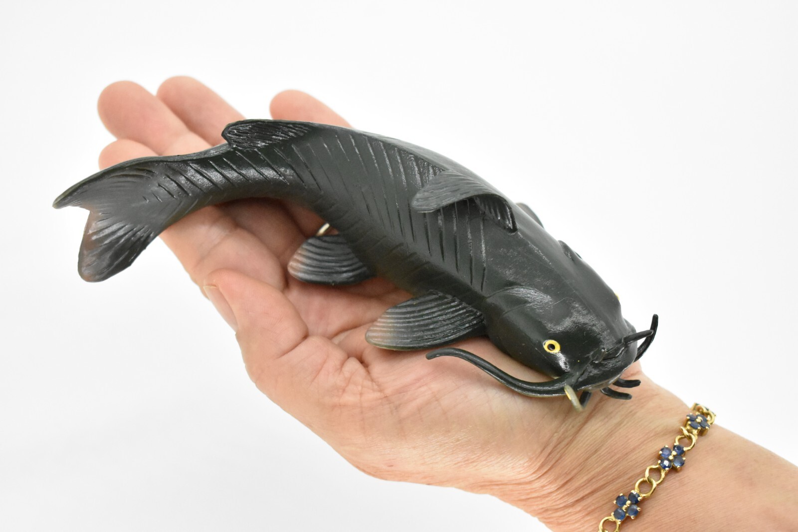 Catfish, Fish Toy, Bullhead, Model, Figure, Rubber Reproduction, Hand Painted 6″