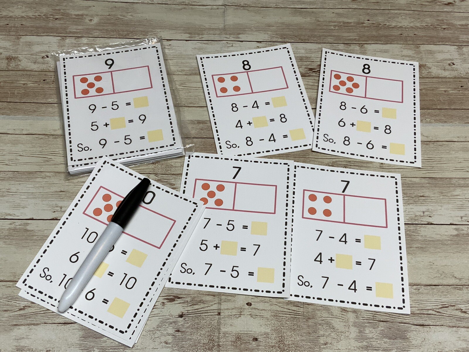 Add To Subtract – Math Center – Dry Erase – 30 Laminated Activity Cards